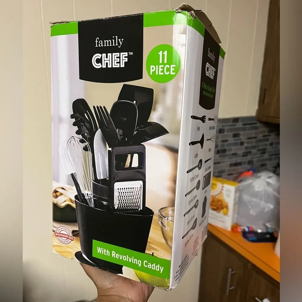 NEW Kitchen 10 Piece Utencil Cooking Set Revolving Caddy